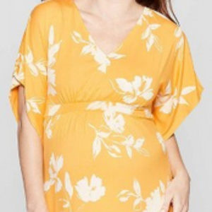 Maternity Floral Kimono Sleeve Maxi Dress